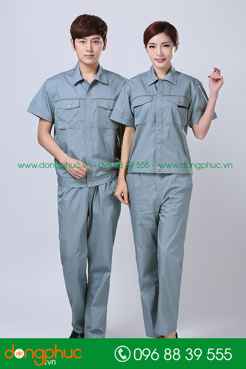 Mẫu bảo hộ màu ghi đậm cộc tay
